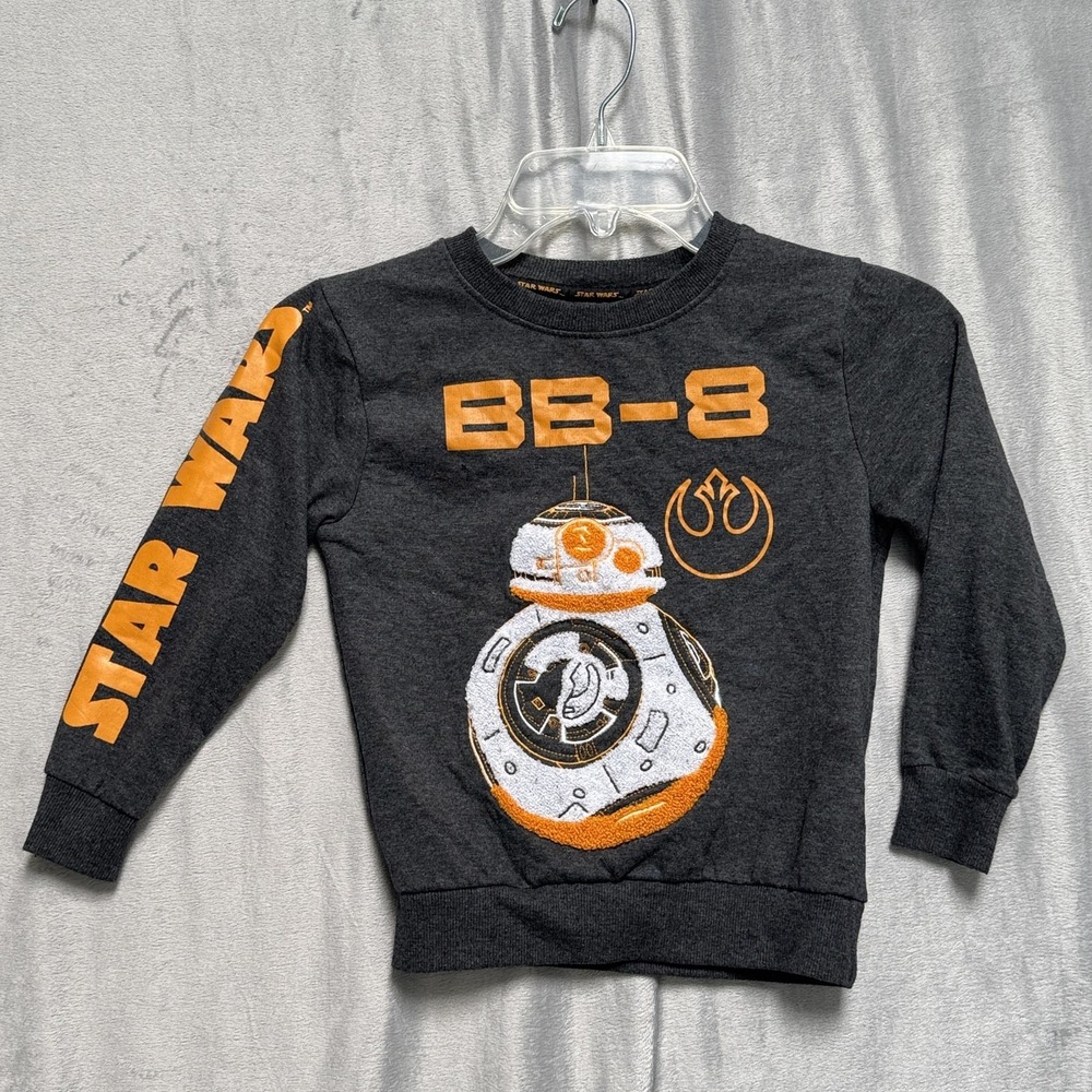 Star Wars BB-8 Sweater Youth 5 110cm Gray Pullover Long Sleeve Kids Shirt Disney